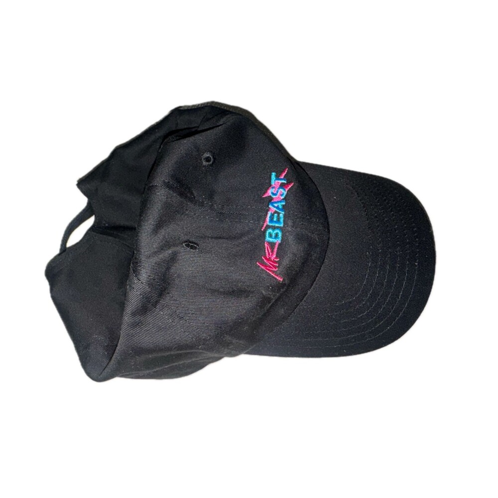 MrBeast Logo Dad Hat Cap Black Embroidered YouTube Adjustable